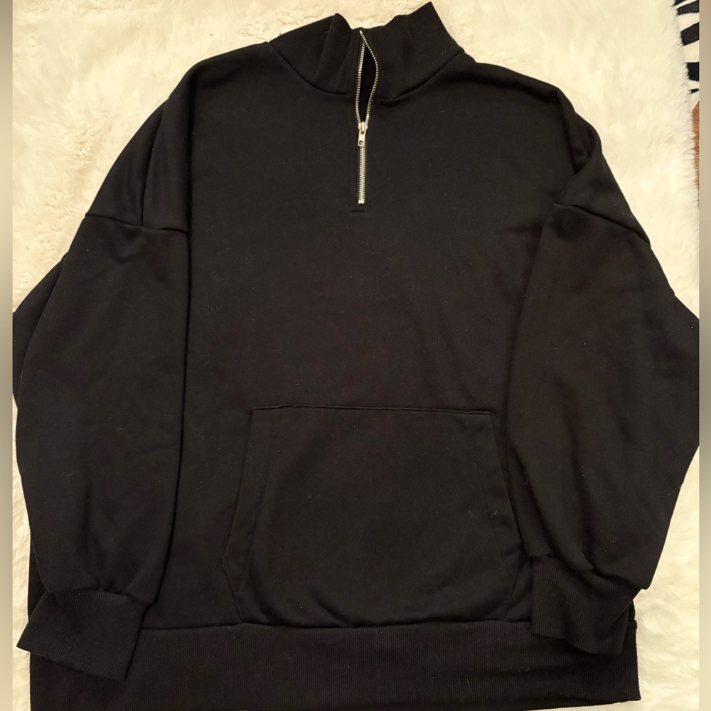 Black oversized quarter zip